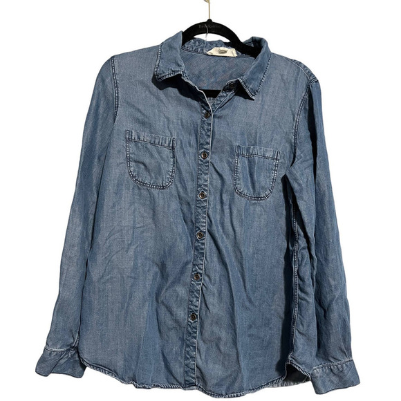 Women’s Love Stitch Denim Button Up Shirt - Picture 1 of 9